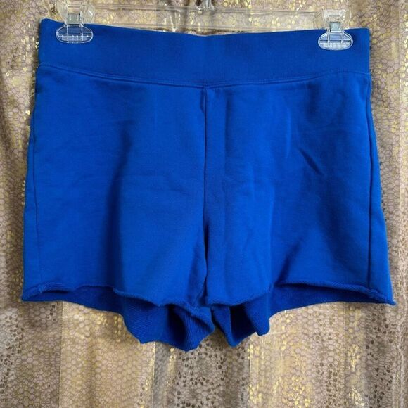 TNA Aritzia Cali Blue Cobalt Cotton Cut Off Lounge Sleep Shorts Medium - Picture 1 of 6
